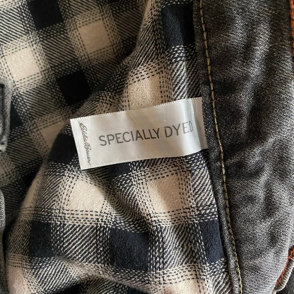 Eddie Bauer Boyfriend Plaid Flannel Lined Jeans Womens 10 Faded Black Outdoors - Picture 14 of 16